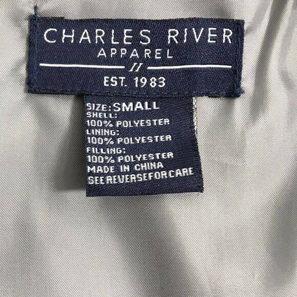 Charles‎ River Quilted Vest Womens Small Primaloft Full Zip Pockets Black Gray - Picture 4 of 6